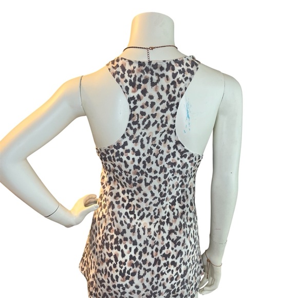 Joie White and Brown Cheetah Print Racerback Silk Tank Top Mobwife Preppy Girly - Picture 4 of 9
